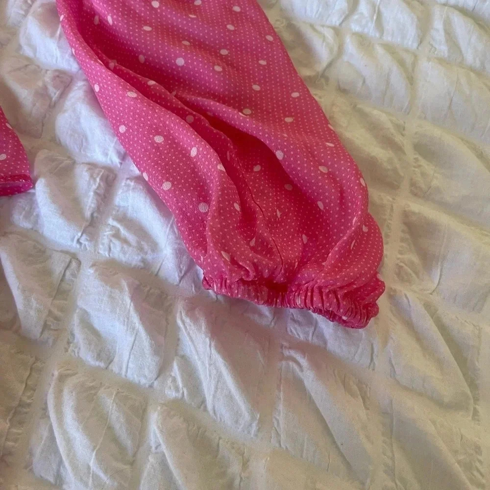 Loveshakfancy pink popover ruffle polka dot mini dress - Picture 13 of 13